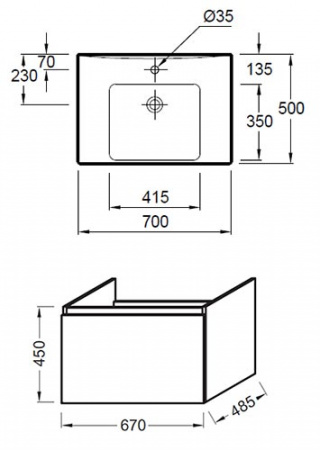 Раковина Jacob Delafon Odeon Up E4732 70 см фото