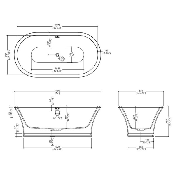 Ванна из искусственного камня Devon&Devon Kalos KALOSVABI 170x88 фото