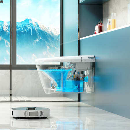 Электронный унитаз-биде импульсный Abber Bequem AC1119S с инсталляцией AC0101P2 фото