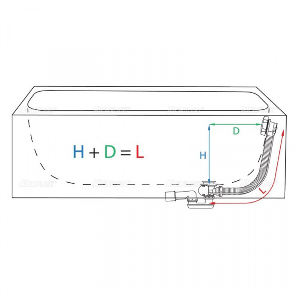 Слив-перелив для ванны Alcaplast A564KM1 с напуском воды через перелив фото