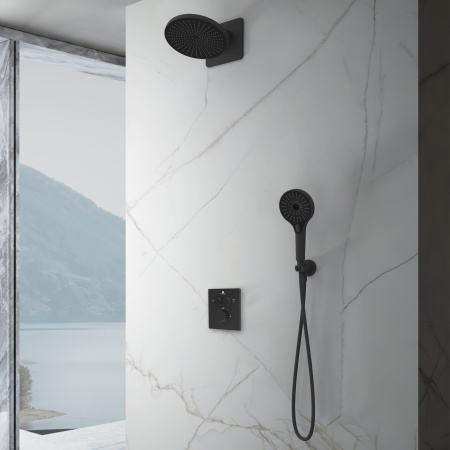 Душевая система скрытого монтажа с термостатом Vincea Inspire VSFW-3I21MT5MB черная матовая фото