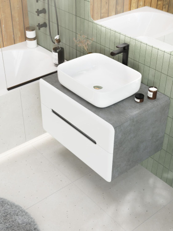 Тумба под накладную раковину Art&Max Genova AM-Genova-800-2C-SO-LN бетон лофт натуральный фото