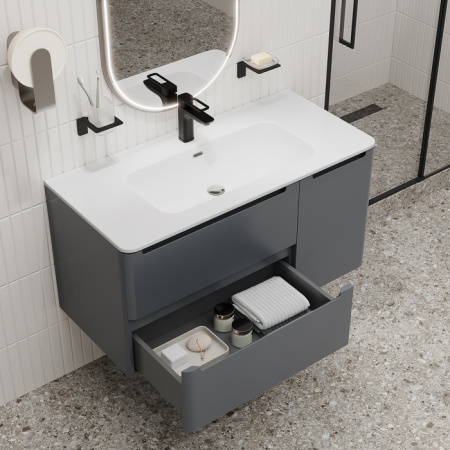 Тумба с раковиной Iddis Edifice EDI10D0i95K 100 см, темно-серая фото