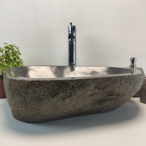 Накладная раковина из речного камня RS0931 (56*40*15) фото