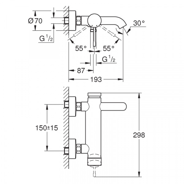 Смеситель для ванны с душем Grohe Essence New 33624A01 фото