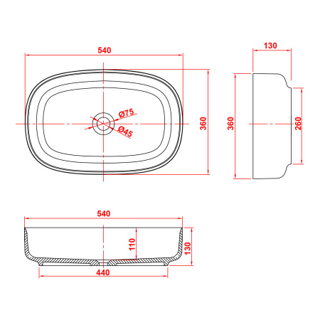 Накладная раковина Montebianco Conca 540 12020 54x36 фото