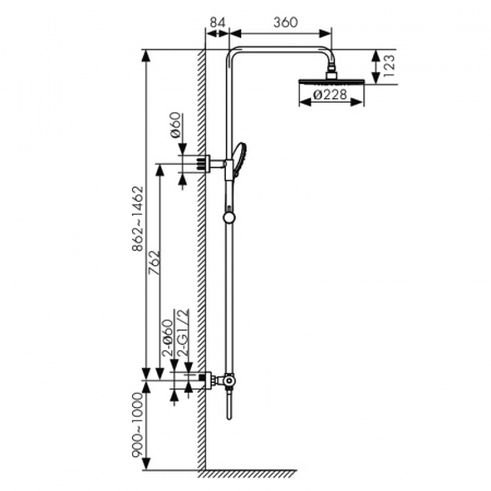Душевая система (стойка) Kaiser Cezar 06177-2 черная матовая фото