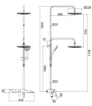 Душевая система (стойка) Lemark Tropic LM7003C фото