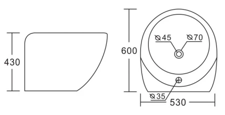 Раковина-моноблок подвесная CeramaLux N 1012 фото