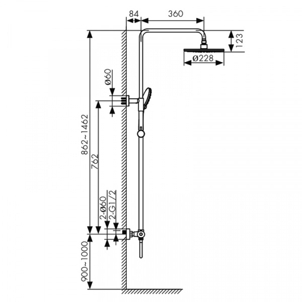 Душевая система (стойка) Kaiser Cezar 06177-2 черная матовая фото