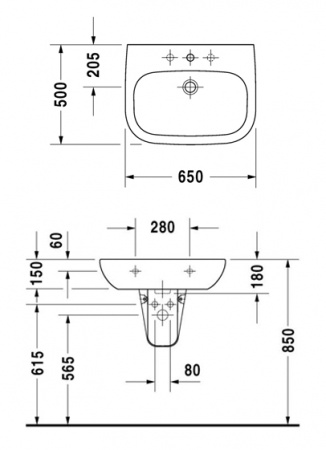 Подвесная раковина Duravit D-Code 23106500002 65 см фото
