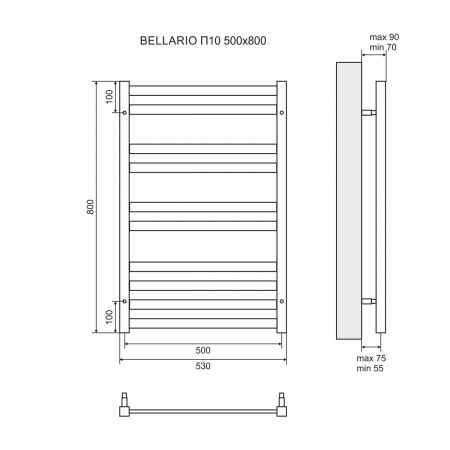 Полотенцесушитель электрический Lemark Bellario LM68810EBL 50x80 фото