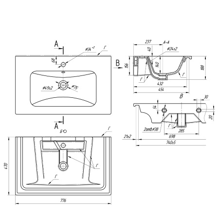 Раковина OWL 1975 MYJOYS Эйфория 80 640177 фото