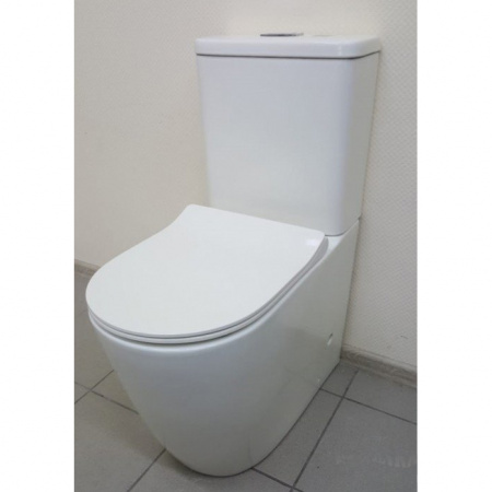 Унитаз напольный CeramaLux 1945MW с сиденьем soft close белый матовый фото