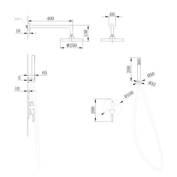 Душевая система скрытого монтажа Abber Emotion AF8818G золото матовое фото