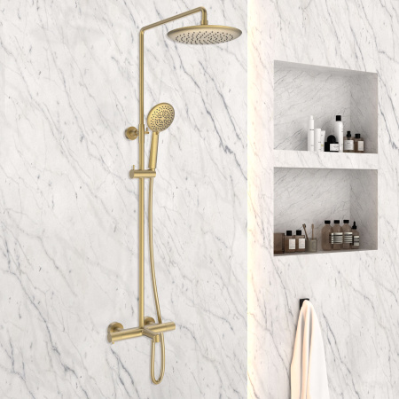 Душевая система (стойка) Vincea Desire VSFS-1D1TBG брашированное золото фото