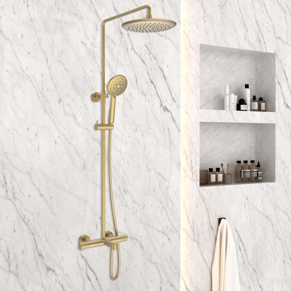 Душевая система (стойка) Vincea Desire VSFS-1D1TBG брашированное золото фото