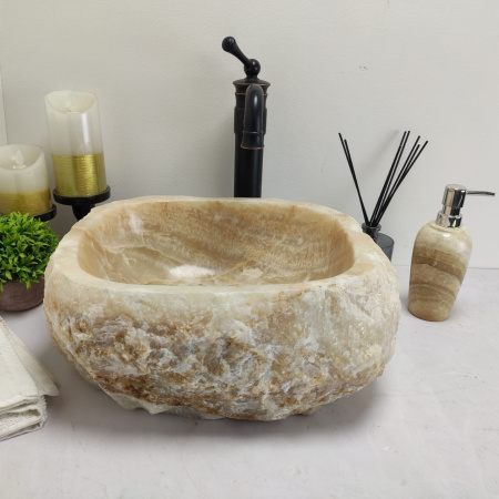 Накладная раковина из оникса Erozy Yellow EO-00493 (39*34*15см) фото