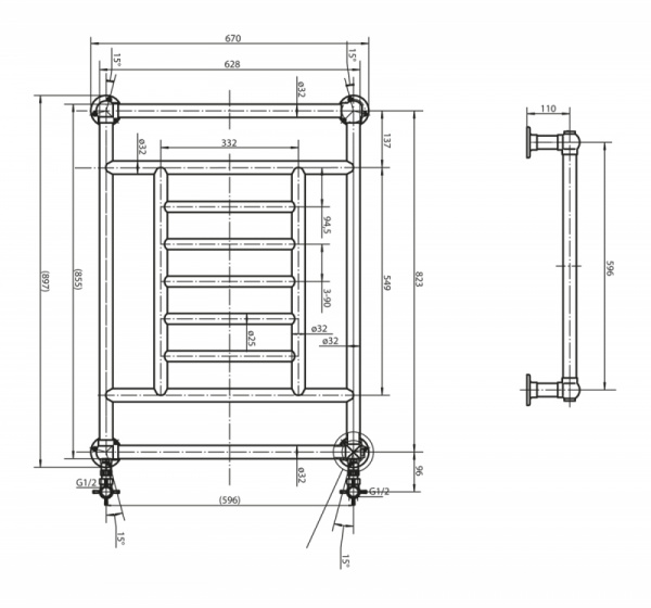 Водяной полотенцесушитель Cezares Salerno SALERNO-03 золото фото
