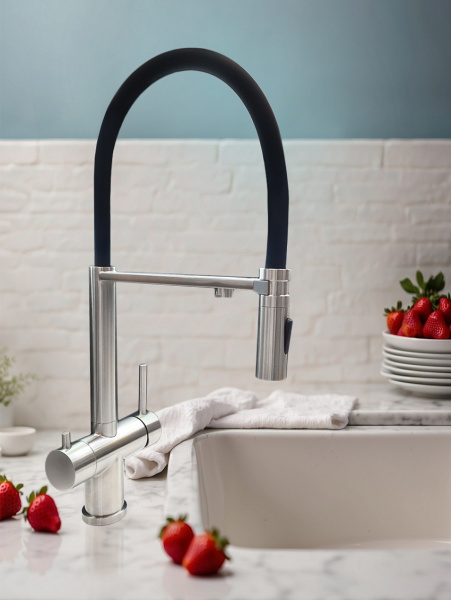 Смеситель для кухни с подключением к фильтру AltroBagno Flusso 050201Ni никель фото