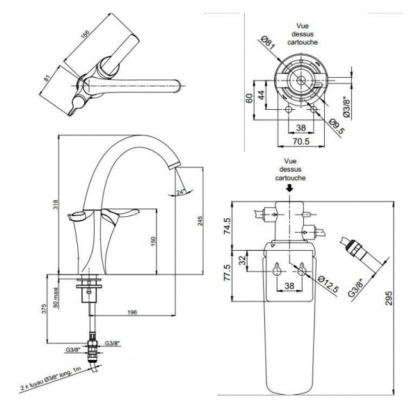 Смеситель для кухни с фильтром для воды Jacob Delafon Carafe E18865-CP фото