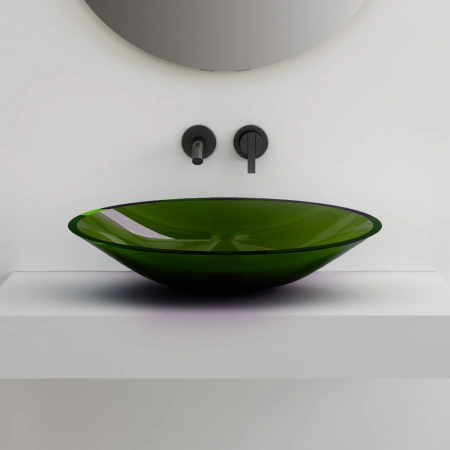 Накладная раковина Abber Kristall AT2812Emerald 53x42 зеленая фото