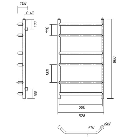 Полотенцесушитель водяной Domoterm Лаура Лаура П6 600x800 АБР фото