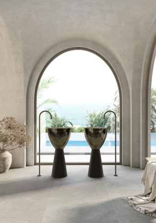 Напольная раковина из полиэфирной смолы Abber Kristall AT2703Black-Vesuvian черная/оливковая фото