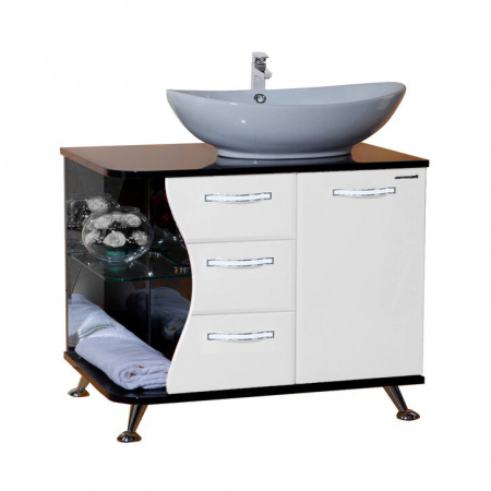 Тумба под раковину Bellezza Рио-90 белая/черная фото