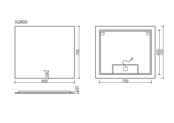 Зеркало с подсветкой Sancos Square SQ800 80x70 фото