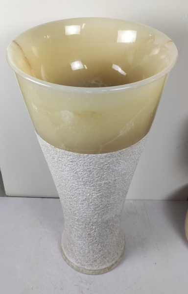 Раковина напольная из оникса Pedestal Cream/Yellow ON-0404 фото