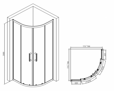 Душевой уголок Abber Schwarzer Diamant AG01080B 80x80 фото