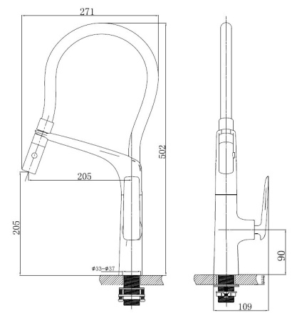 Смеситель для кухни Vincea VKF-115MB черный матовый фото