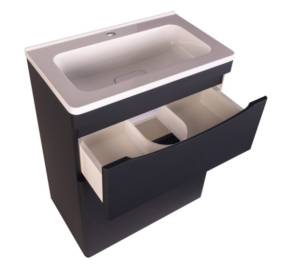 Тумба под раковину Style Line Бергамо мини 60 СС-00002308 черная матовая фото