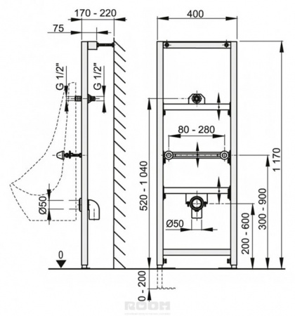 Инсталляция для писсуара AlcaPlast A107/1200 фото