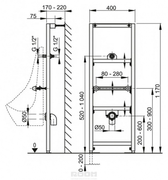 Инсталляция для писсуара AlcaPlast A107/1200 фото