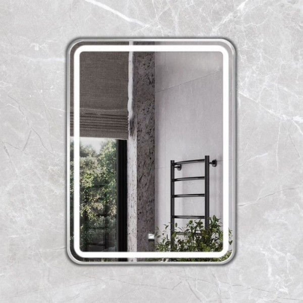 Зеркало с подсветкой, сенсорным выключателем и подогревом Comforty Ситара-60 00-00017862 серебрянное матовое фото