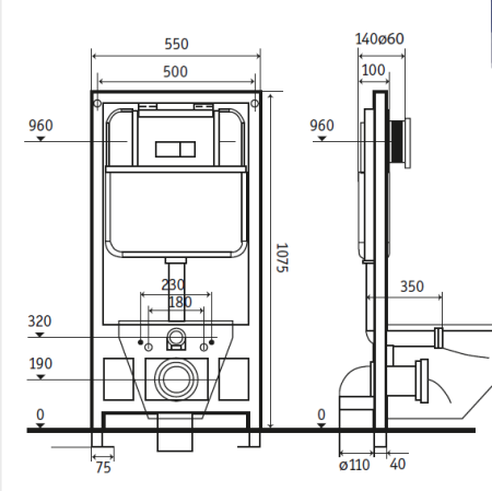 Инсталляция для подвесного унитаза CeramaLux 811CL фото