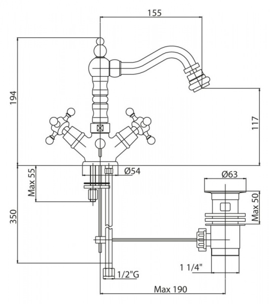 Смеситель для биде двухвентильный Cezares Lord LORD-BS2-01 хром фото