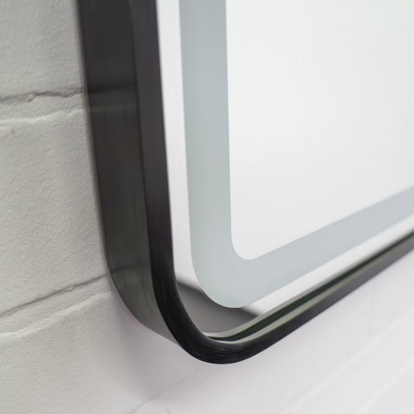 Зеркало с подсветкой, сенсорным выключателем и подогревом Comforty Ситара-80 00-00018683 черное матовое фото