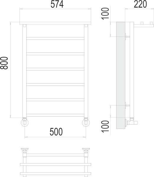 Водяной полотенцесушитель Контур с/п П7 500х800 Terminus 4670078529718 фото