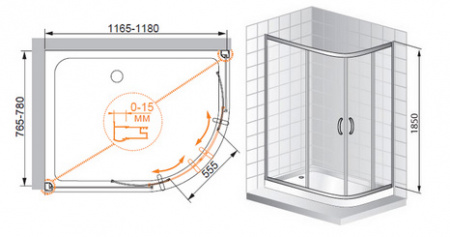 Душевой уголок Cezares Pratico PRATICO-RH-2-120/80-C-Cr 120х80 см фото