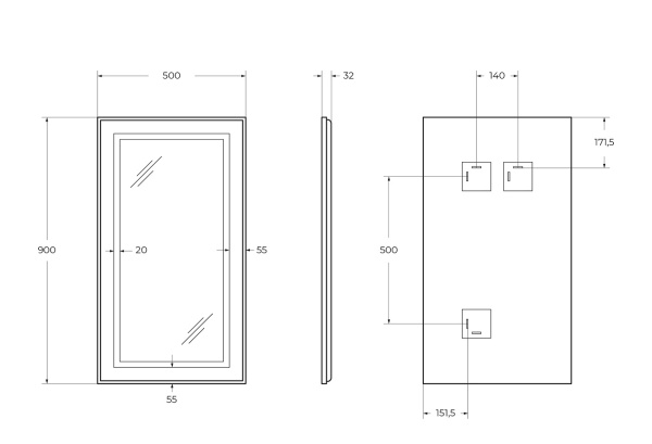 Зеркало с подсветкой и сенсорным выключателем BelBagno SPC-KRAFT-500-900-SENS-NERO 50x90 черное фото