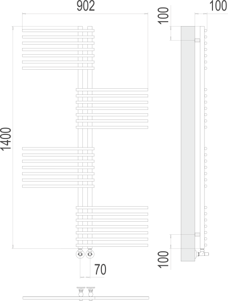Водяной полотенцесушитель Европа П28 70х1400 Terminus 4670078530639 фото