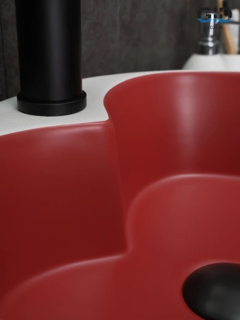 Накладная раковина GID N9013LS 52237 40x40 красная матовая / белый графит фото