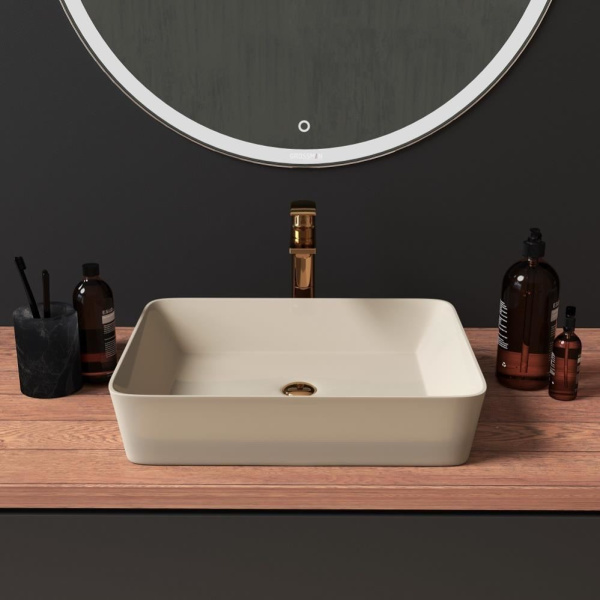 Накладная раковина Grossman Color GR-3016BEM 48x37 бежевая матовая фото