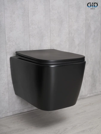 Подвесной унитаз безободковый GID Tr2140Bm 62255Y черный матовый, с сиденьем фото