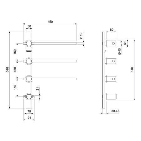 Полотенцесушитель электрический Timo Saona 030/03SM Черный фото