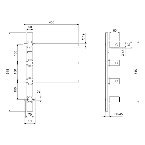 Полотенцесушитель электрический Timo Saona 030/03SM Черный фото