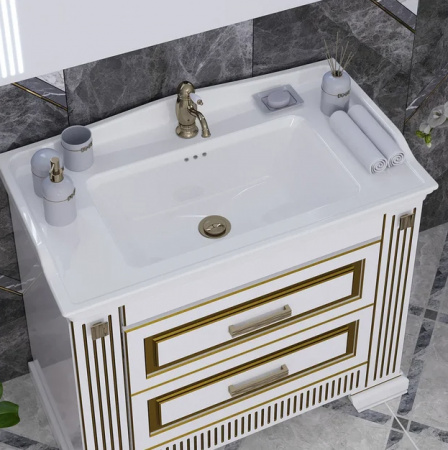 Тумба с раковиной Opadiris Оникс 100 00-00003548 с золотой патиной фото